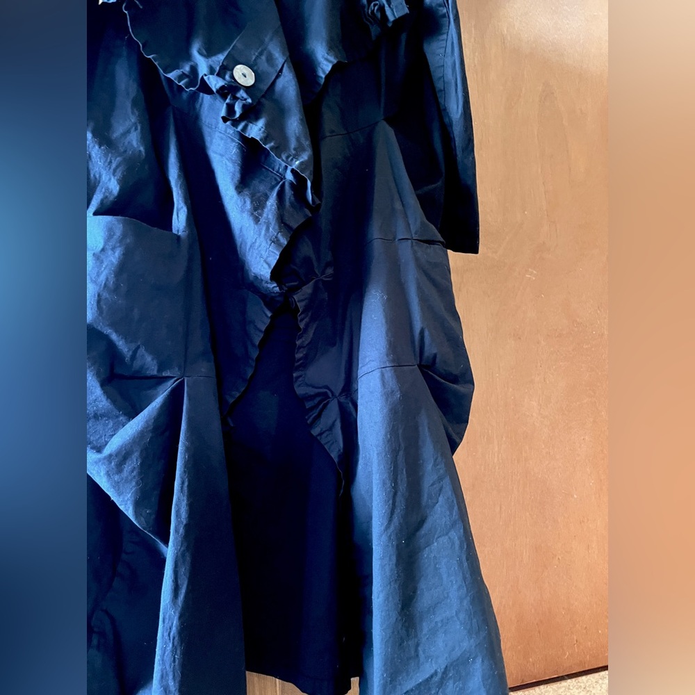 Kaliyana long architected matte black cotton coat - Picture 3 of 7